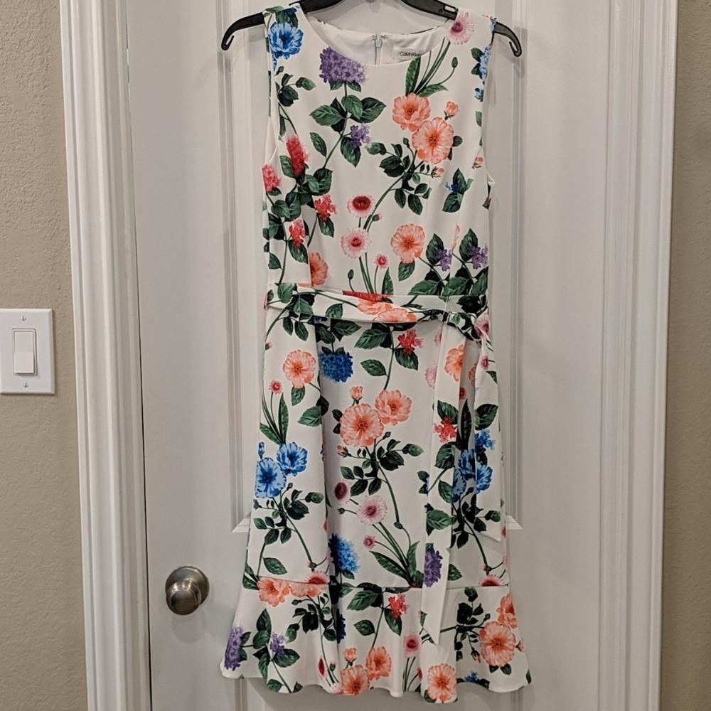 White and floral dress